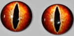 1 Paar Augen Glaslinsen Katze/Drache zum Aufkleben 18 mm rot orange