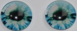 1 Paar Augen Glaslinsen zum Aufkleben 14 mm hellblau weiß